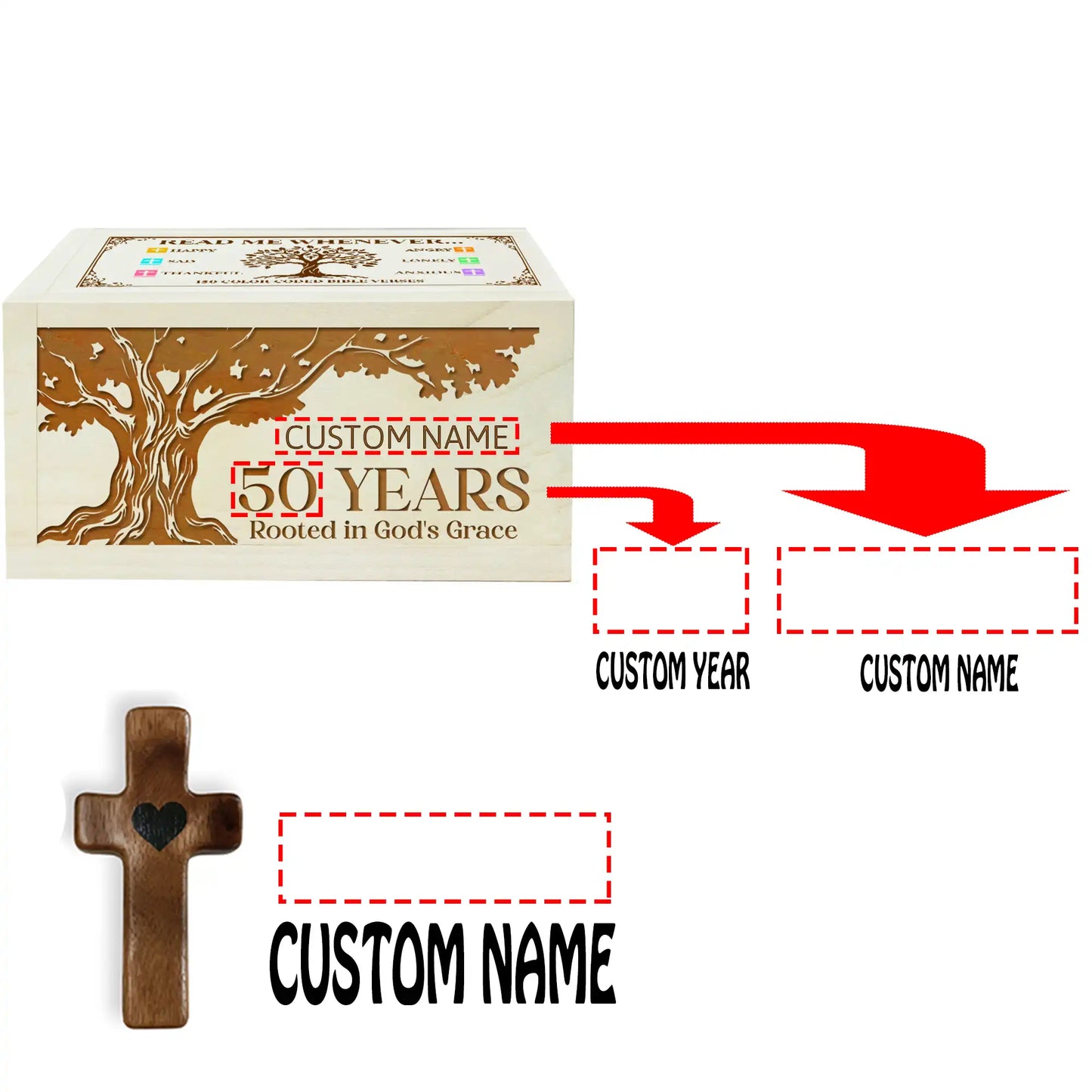 Personalized Bible Verse Box - Christian Birthday Gift With Custom Name & Year