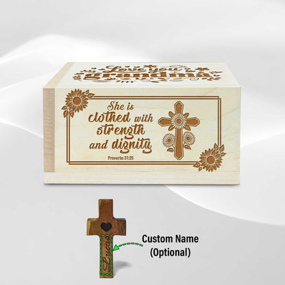 Netecom Love You Grandma Personalized Prayer Box with Custom Name Cross and 100 Prayer Request Cards, Christian Gift