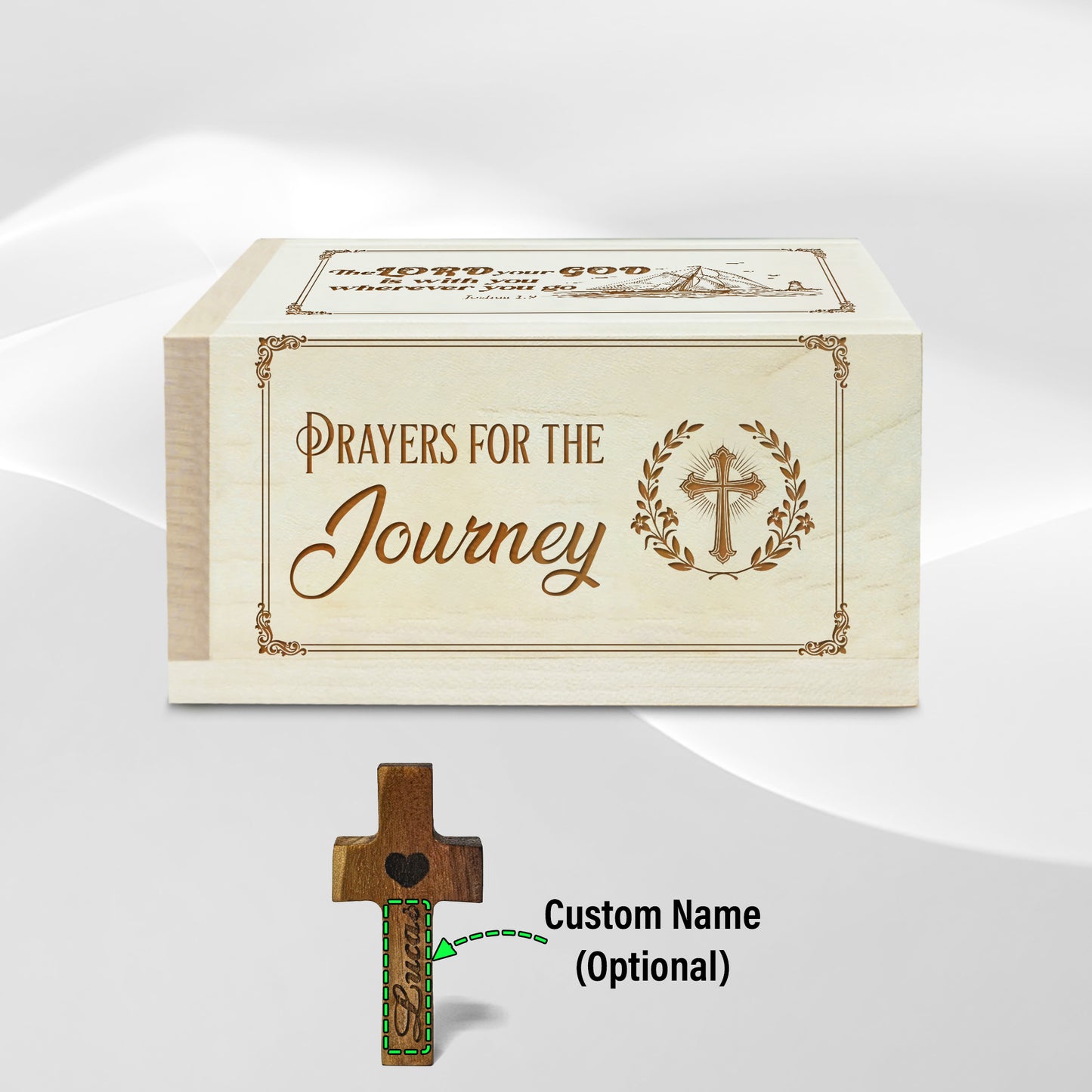 Netecom Personalized Prayer Box with Custom Name Cross, Wooden Christian Faith Keepsake with 100 Prayer Request Cards, Religious Gift for Daily Prayer & Reflection