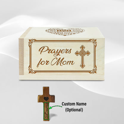 Netecom Personalized Mom Prayer Box with Custom Name Cross and 100 Prayer Request Cards, Christian Prayer Keepsake Gift for Birthday, Mother’s Day, Christmas or Daily Faith
