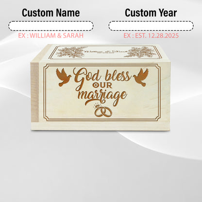 Netecom Personalized Wedding Prayer Box for Couples – Custom Names & Date with 100 Prayer Request Cards and Wooden Cross, Faith-Based Spiritual Gift