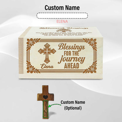 Netecom Retirement Prayer Box with Personalized Name on Cross, Christian Gift for Daily Reflection and Spiritual Encouragement