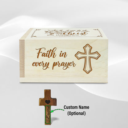 Netecom Personalized Cross Prayer Box, Christian Gift with 100 Prayer Request Cards for Daily Devotion, Reflection, and Spiritual Encouragement