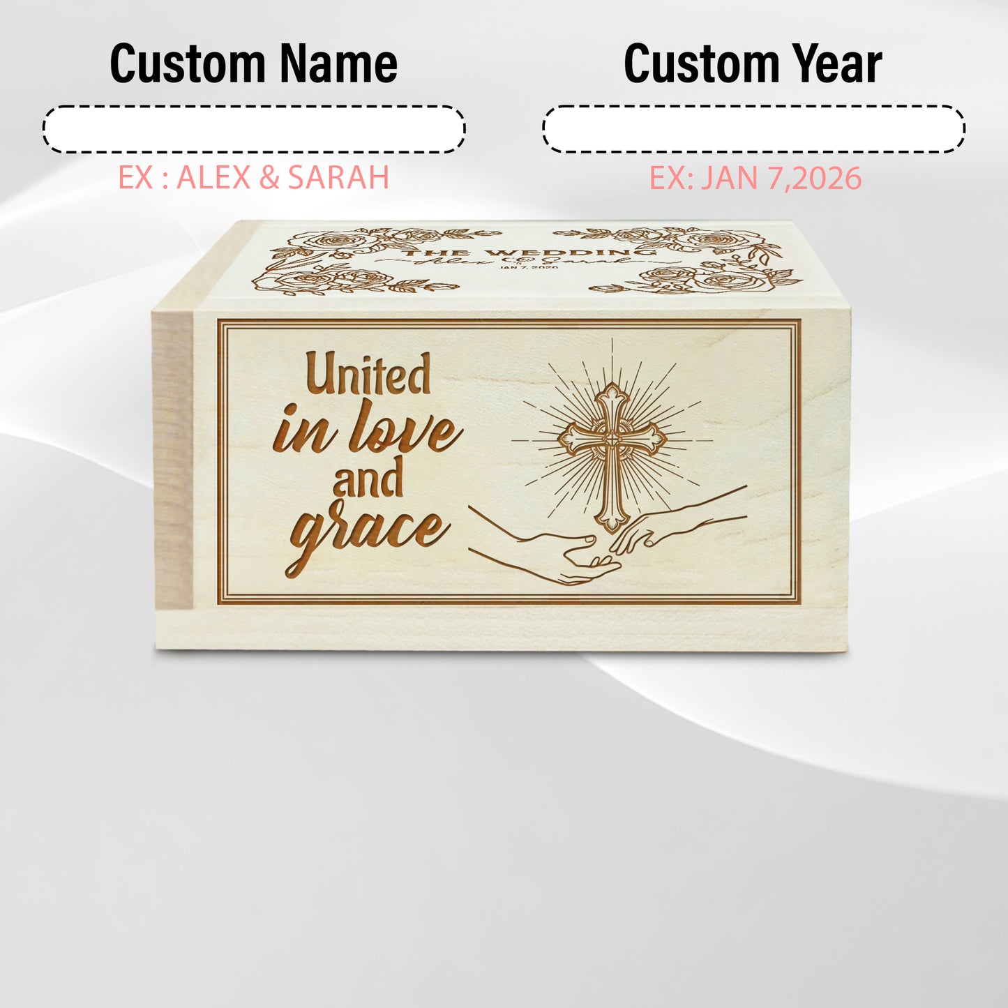 Netecom Personalized Couple Prayer Box with Custom Names and Wedding Date – 100 Prayer Request Cards, Christian Faith Keepsake, Spiritual Encouragement Gift for Him, Her