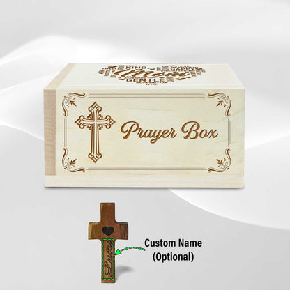 Netecom Personalized Mom Prayer Box with Custom Name Cross and 100 Prayer Request Cards, Christian Gift for Mom, Faith-Inspired Keepsake