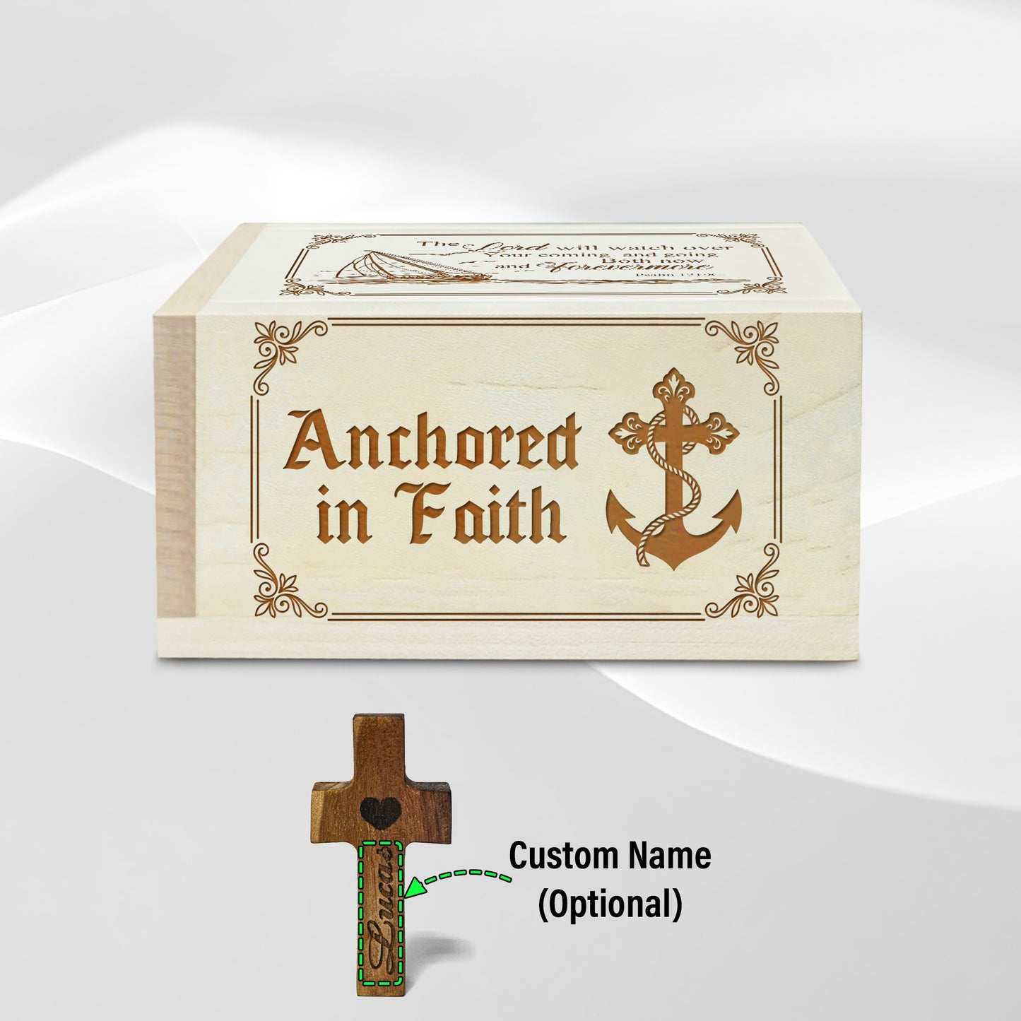 Netecom Personalized Prayer Box with Custom Name Cross, Christian Faith Keepsake with 100 Prayer Request Cards for Daily Prayer