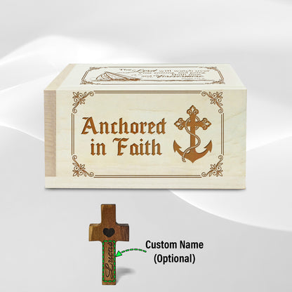 Netecom Personalized Prayer Box with Custom Name Cross, Christian Faith Keepsake with 100 Prayer Request Cards for Daily Prayer