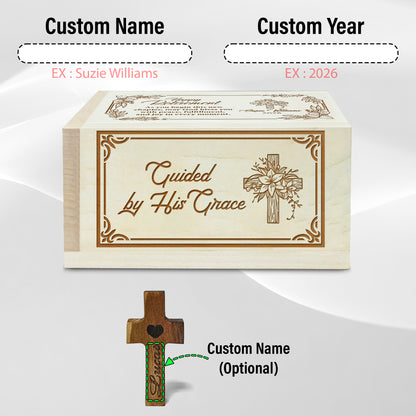 Netecom Personalized Retirement Prayer Box with Custom Name and Year, 100 Prayer Cards, Christian Keepsake Gift for Faith, Reflection, and Spiritual Encouragement
