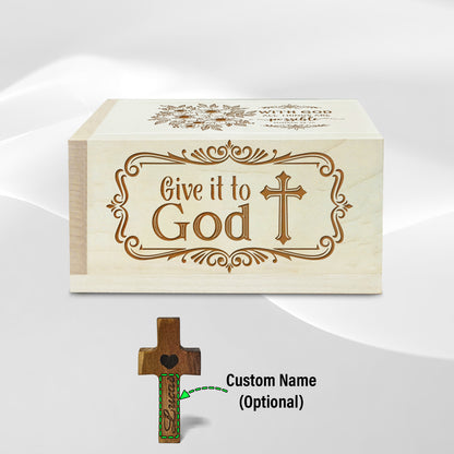 Netecom Personalized Prayer Box with Custom Name Cross, 100 Prayer Request Cards, Christian Faith Keepsake for Daily Reflection and Encouragement