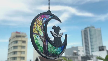 Netecom Custom Cat Angel Memorial Suncatcher – Tree of Life Pet Loss Gift, Rainbow Bridge Light Catcher, Personalized Kitty Remembrance Ornament