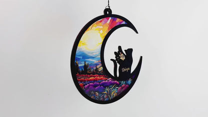 Netecom Cat Memorial Suncatcher – Pet Passing Rainbow Bridge Lightcatcher, Dog, Rabbit, Horse, Parrot, Bird Memorial Gift, Sympathy Condolence Remembrance Gift