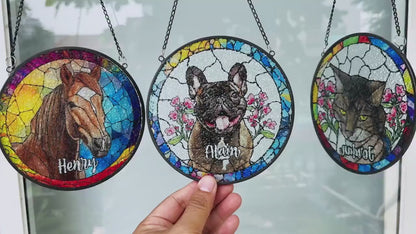 Netecom Personalized Cat Portrait Glass Suncatcher with Crystal – Custom Cat Memorial, Pet Loss Remembrance Gift, In Loving Memory