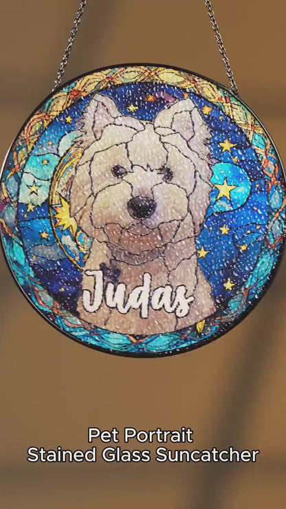 Netecom Personalized Horse Portrait Stained Glass Suncatcher – Custom Pet Memorial Lightcatcher, Dog, Cat, and Fish Memorial Photo Ornament, Pet Lover Window Hanging