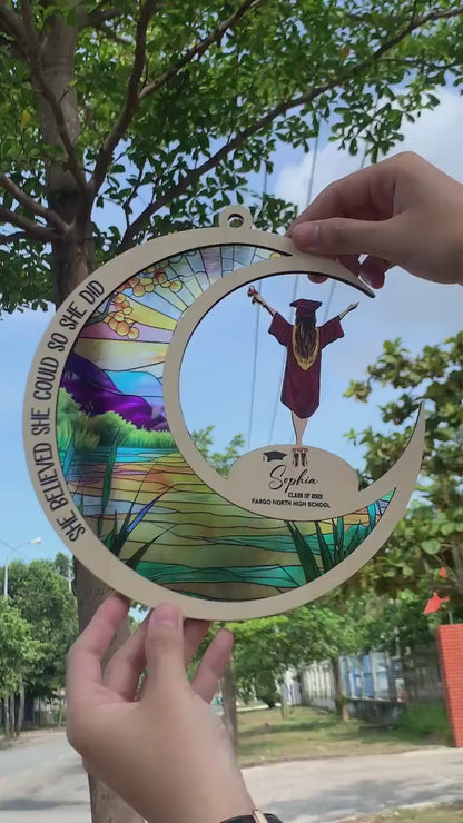 Netecom Personalized Birth Month Flower Stained Glass Suncatcher – Family Birth Month Flowers, Custom Gift for Grandma Mom Nana, Mother’s Day Gift