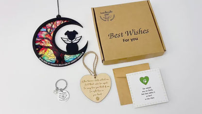 Netecom Labrador Retriever Dog Memorial Suncatcher Gift – Personalized Pet Loss Ornament, Bereavement Keychain & Sympathy Card Remembrance Set