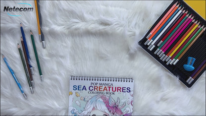 Pop Manga Sea Creatures Spiral Bound Coloring Book: 30 Exquisite Coloring Pages to Bring these Fascinating Creatures to Life