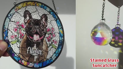 Netecom Personalized Birth Month Flower Stained Glass Suncatcher – Custom Birth Flower Gift, Mother’s Day Gift for Mom, Birthday Gift for Besties