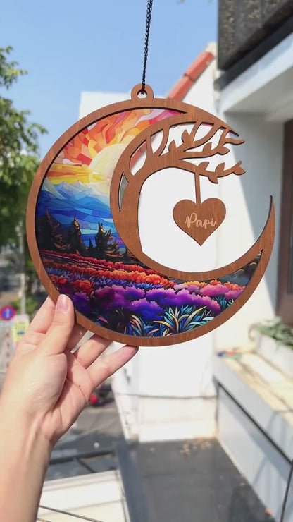 Netecom Mom Memorial Suncatcher – Personalized Loss of Mother Sympathy Gift, In Loving Memory Window Hanging, Mother in Heaven Remembrance Keepsake